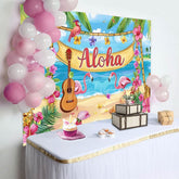 Aperturee - Aperturee Summer Hawaiian Flamingo Beach Birthday Backdrop
